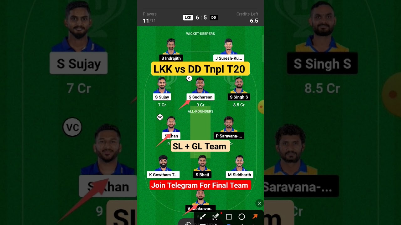 LKK vs DD Dream11 Prediction, LKK vs DD Dream11 Team, LKK vs DD Tnpl T20 Dream11 Team Of Today Match