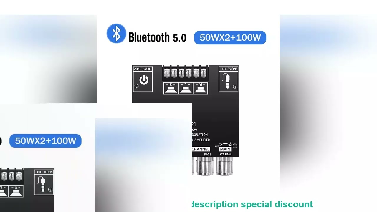 Усилитель для сабвуфера ZK-MT21 Channel Bluetooth 5.0 CS8673E 2.1, мощность 50 Вт x 2 + 100 Вт, с...