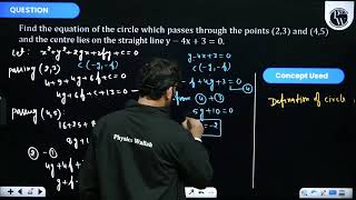 Find the equation of the circle which passes through the points \((2,3)\) and \((4,5)\) and the ....