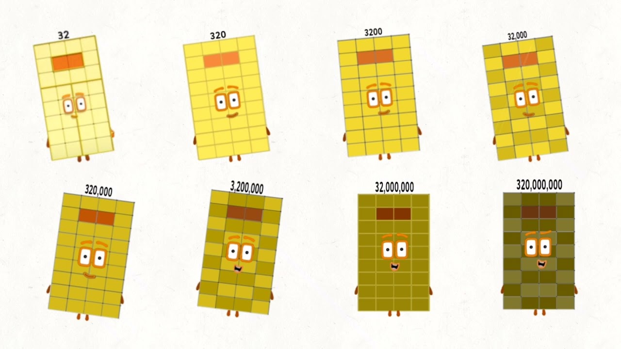 Numberblocks band 32 to 320 million dance to the beat of the music