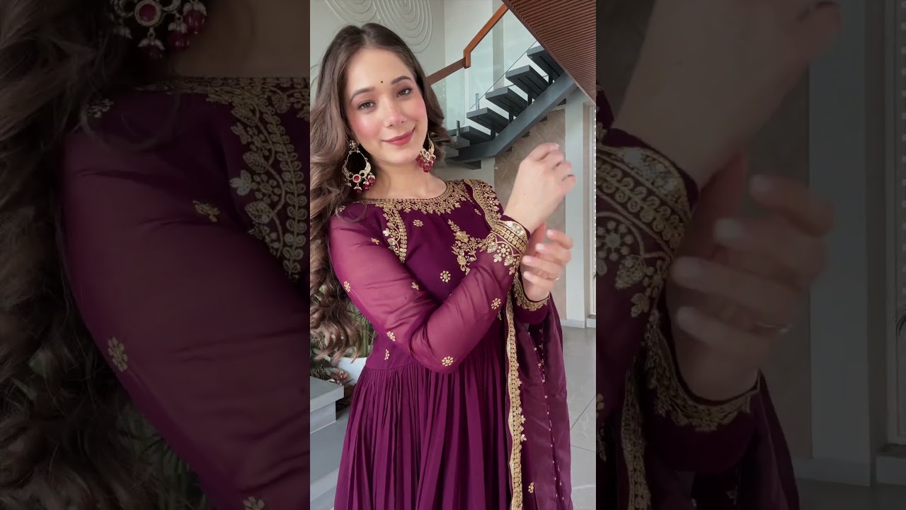 Wine Faux Georgette Suit