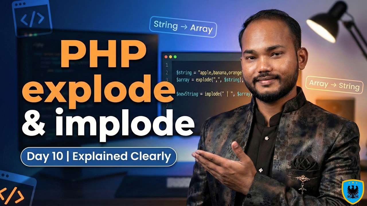 PHP explode & implode Explained | String to Array & Array to String | LIVE PHP Class