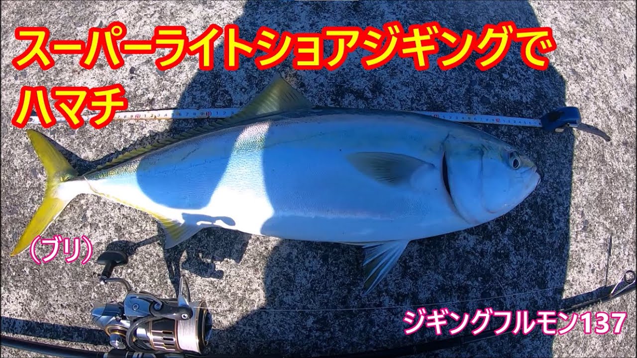 スーパーライトショアジギングでハマチ(青物)(ブリ)(堤防)ジギングフルモン137