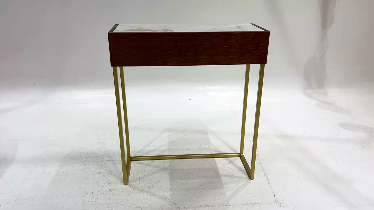 CREDENZA GILDA Credenza con cassetto in legno, piano in ceramica e base in metallo