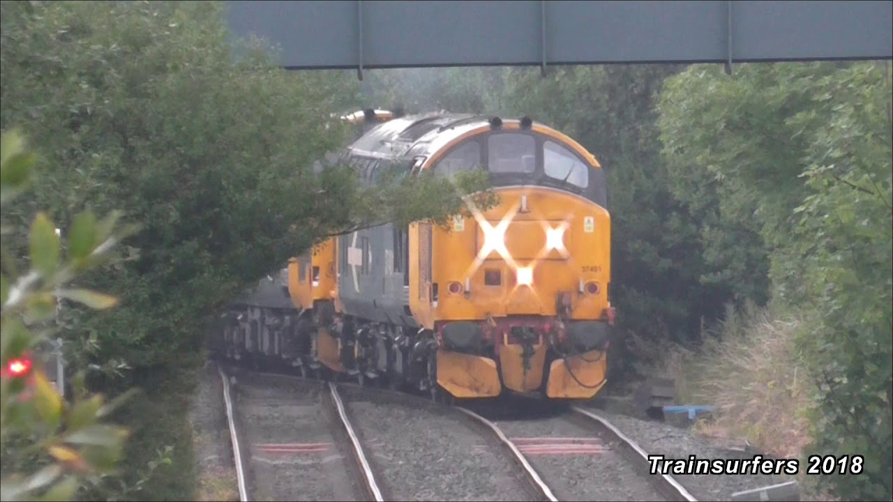 **HELLFIRE** DRS Class 37 No's 37401 + 37424 on 5M02 York - Crewe CLS on 12.07.18 - HD - YouTube