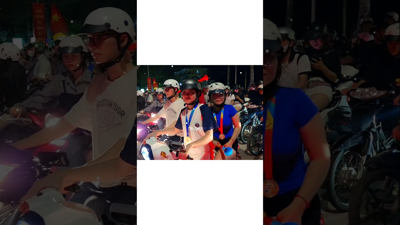 Gái xinh ở Trà Vinh đi bão ăn mừng Việt Nam vô địch 2026