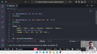 Correção de Erros em Código Python para Estruturas de Dados Pandas (DataFrame) vscode python