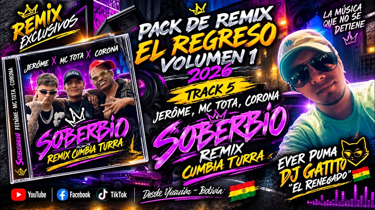 Watch JERÔME, MC TOTA, CORONA - SOBERBIO 🔥 CUMBIA TURRA REMIX 2026 | DJ GATITO EL RENEGADO on YouTube Watch JERÔME, MC TOTA, CORONA - SOBERBIO 🔥 CUMBIA TURRA REMIX 2026 | DJ GATITO EL RENEGADO on YouTube