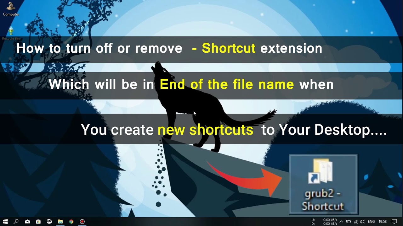 How to Remove /Turn Off Shortcut Name Extensions in Windows YouTube