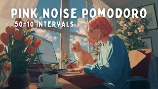 6 Hour Pomodoro | 50 Minute Intervals | Pink Noise for ADHD Focus 🌸🎧