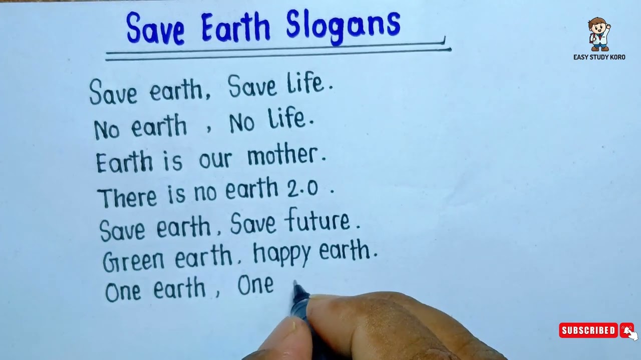 Slogans On Save Earth In English| Save Earth Slogans In English Writing|Save Earth Quotes in English