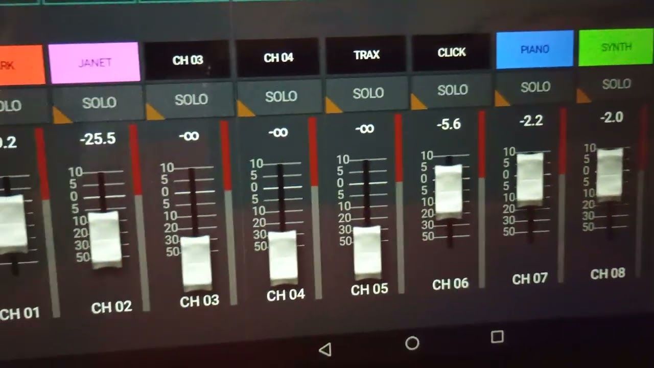 Using the Android Behringer x air app for controlling main mix and bus sends