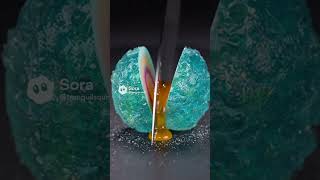 【超快感ASMR】宝石をナイフでサクッとカット！💎🔪 中からトロトロの液体が溢れ出す Geode Soap Cutting