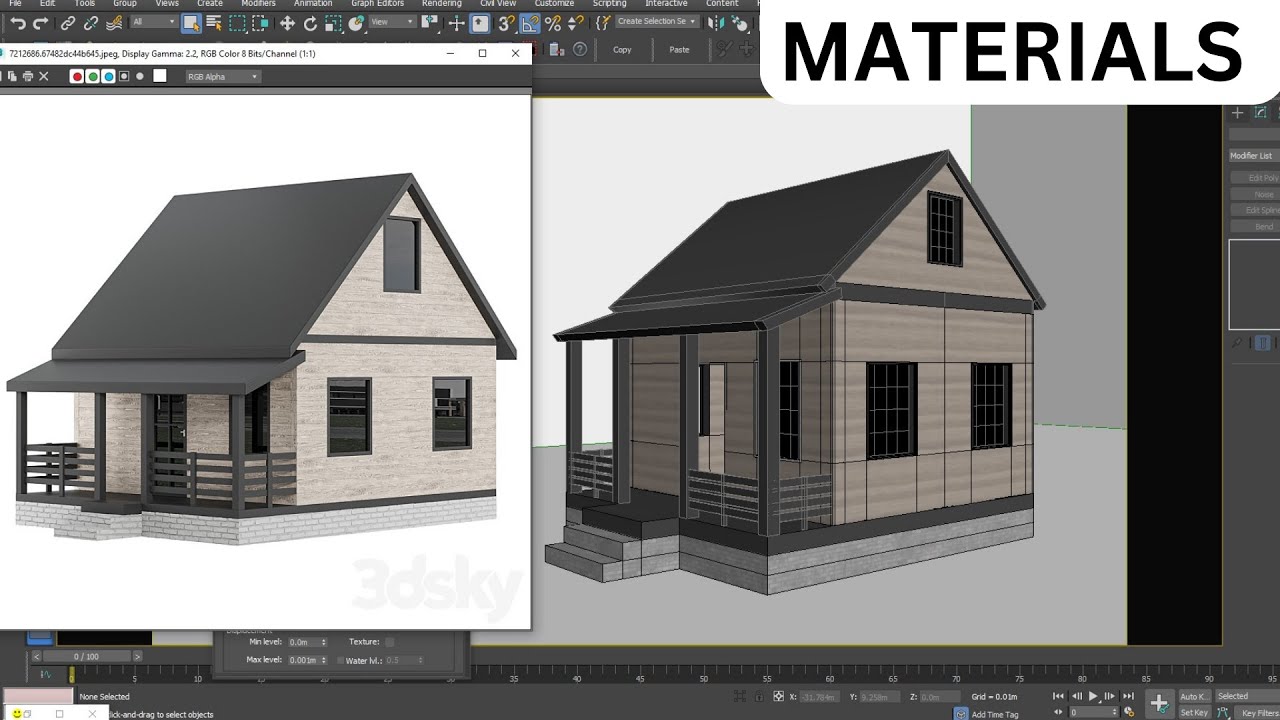 إكساء التصاميم الخارجية في 3ds Max | شرح عملي لتوزيع الخامات على منزل كامل