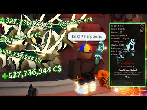 New OP HARPOON Can SPAM SPAWN EVENT FISH For INSANE MONEY FARM In FISCH Roblox...