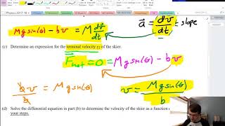 AP C: Mech FRQ 2008 Q1 - Drag Force on an Incline Plane