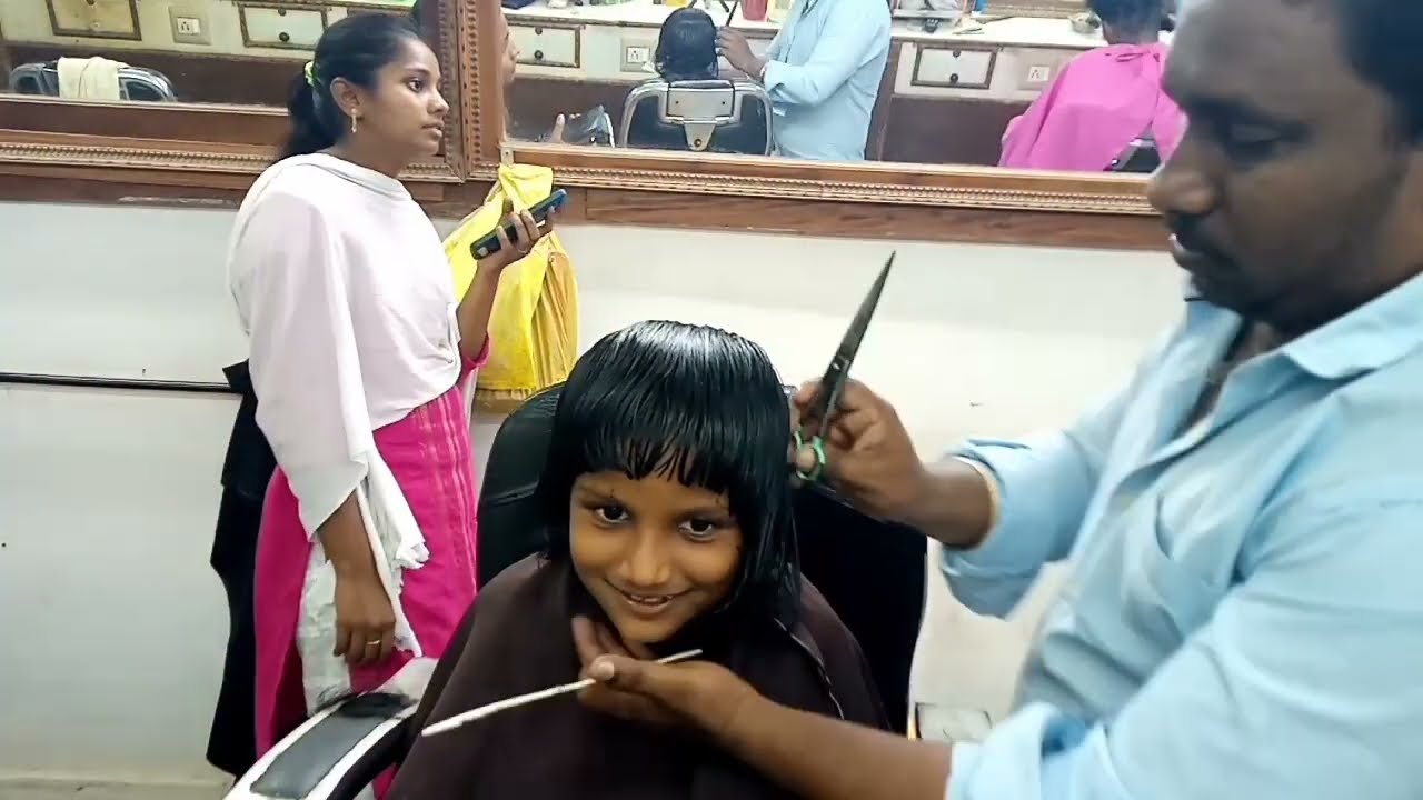girl school baby haircut || baby girl in boy hairstyle tutorial ||srk telugubarber 2024/asrm haircut