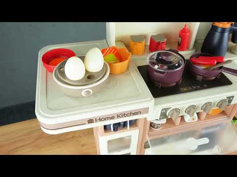Ігрова кухня з світлом та звуком 88 елементів яйцеварка парогенератор 69 см для маленьких шеф-кухарів TK Group, видео 1
