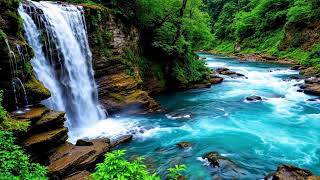Gentle River Stream And Waterfall 🍃 Relaxing Calm Water Sounds For Sleep