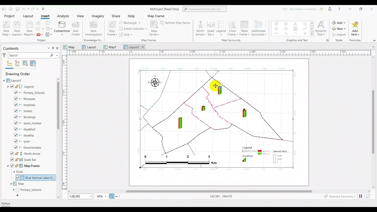 Layout or Map composition إخراج الخريطة 