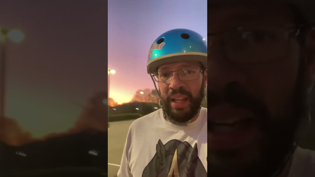 Skateboarding six set of stairs