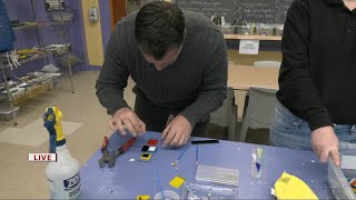 Keith Kaiser learns about the different kinds of pieces you can make in the Glass Mosaics class