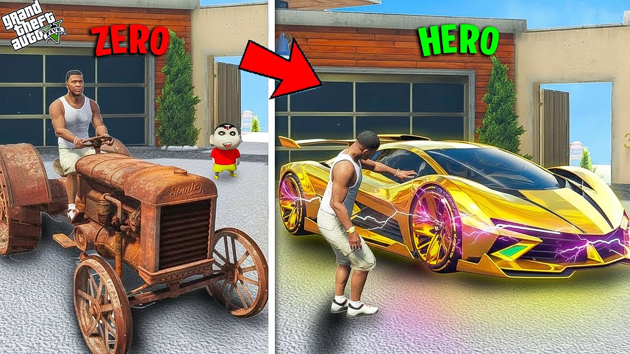 GTA 5 : Franklin & Shinchan Change Zero Poor Car To God Hero Car In GTA 5 Telugu |