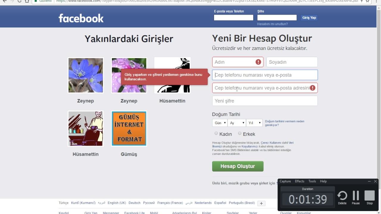 Facebook hesabı açma YouTube Facebook hesabı açma YouTube