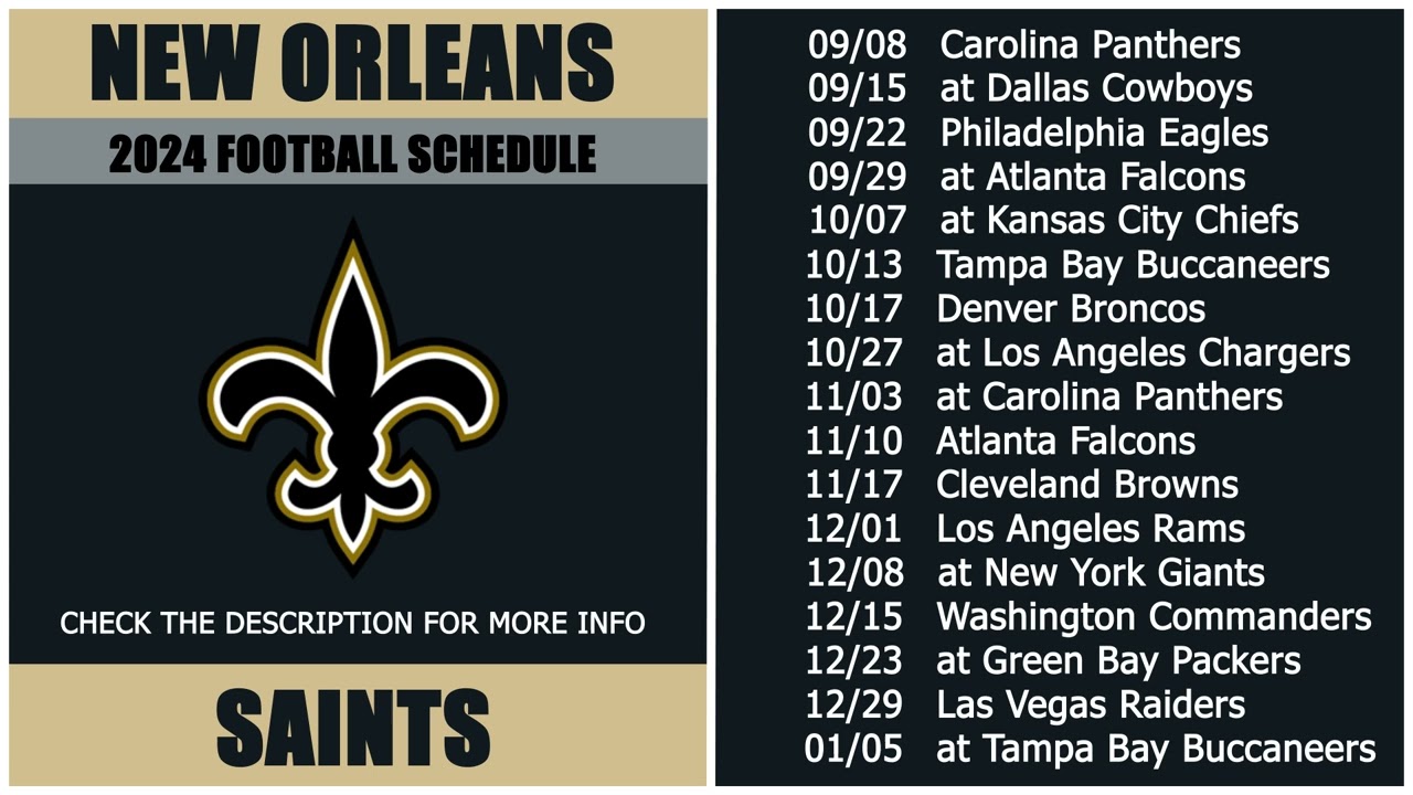 2024 New Orleans Saints Football Schedule YouTube