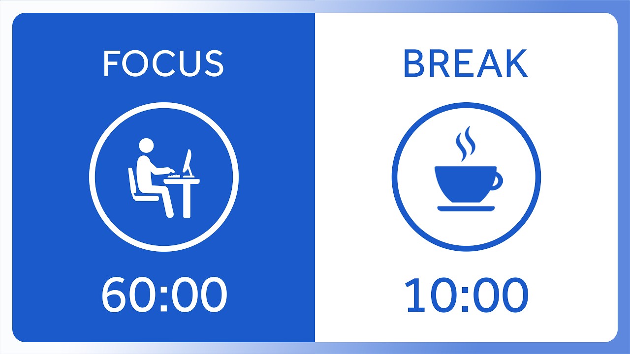 60/10 Pomodoro Timer 4h with White Noise | Focus session | Focus ...