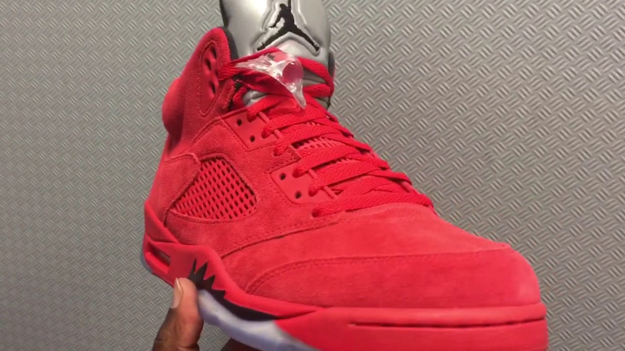 fake jordan 5 red suede