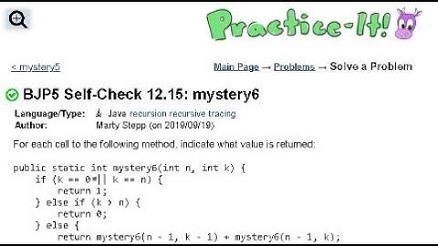 Java Practice It | Self-Check 12.15: mystery6 | recursion, recursive training