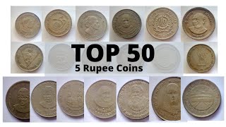 50 Rare 5 Rupee Commemorative Coins | Top 50 Rare 5 Rupee Indian Coins Numisman Coin Collection 2020