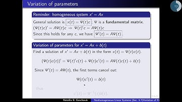 Nonhomogeneous systems -- Variation of Parameters