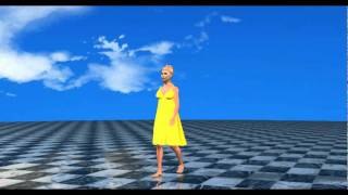 Charlize Theron Walking on a yellow dress