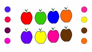 Apple Coloring Pages For kids Children Toddlers – Learn Colors With Apple Fruits Colouring Book