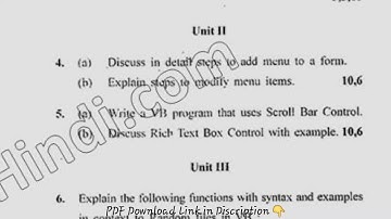 BCA 6th Sem Advance Programmming with Visual Basic Question Paper