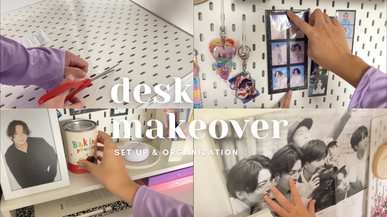 desk (mini)makeover | organizing, skadis, จัดโต๊ะฉบับอาร์มี่✨🎀 บอกพิกัดของตกแต่ง🪄