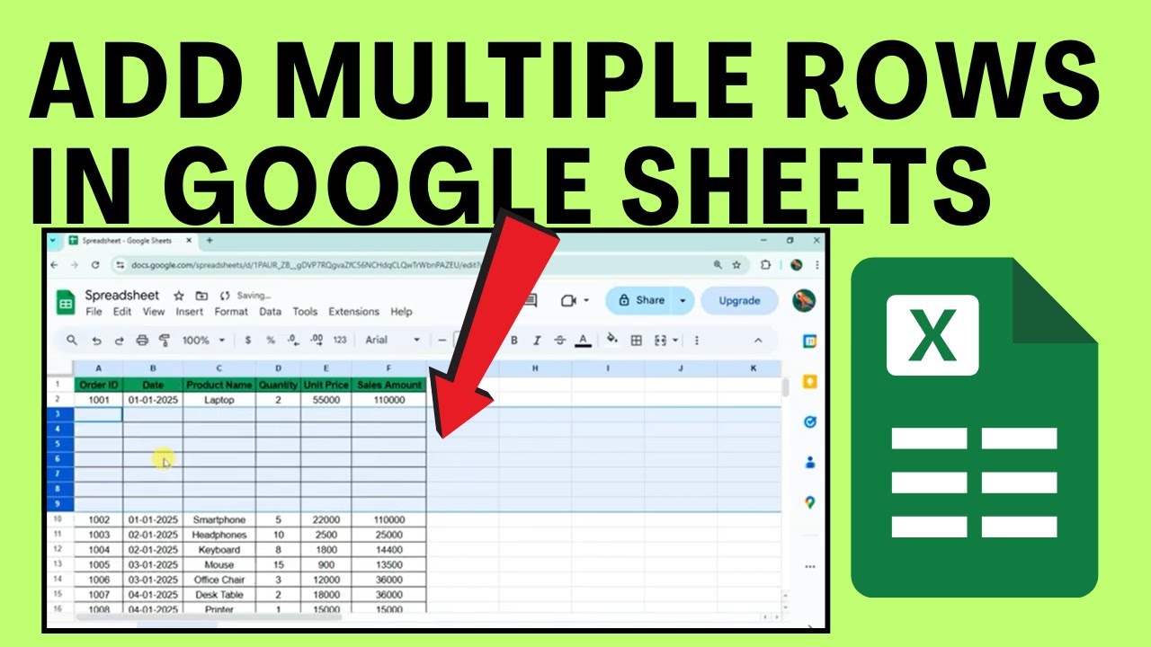 How To Add Multiple Rows In Google Sheets - YouTube
