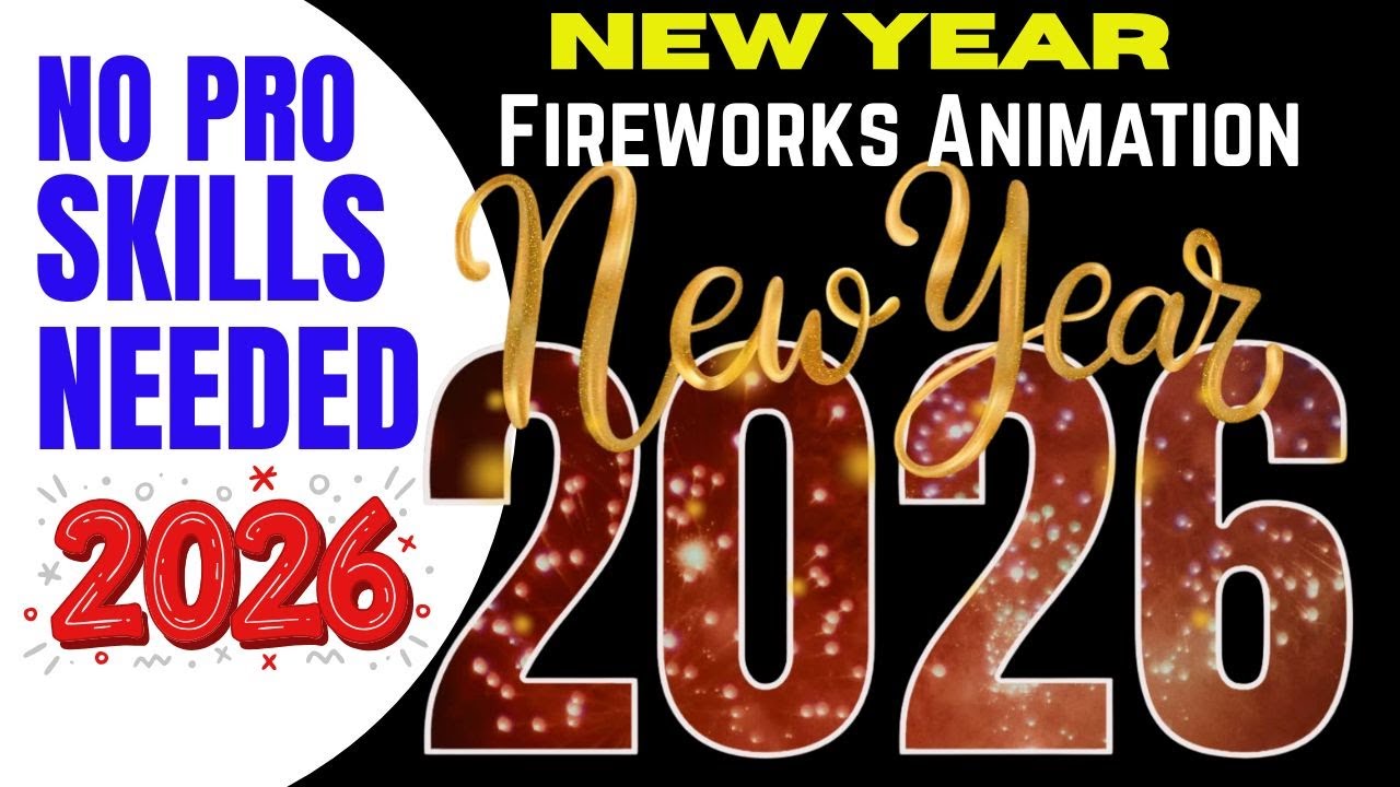 How To Create Animation New Year 2026 Firework Hack In CANVA, Animated New Year 2026 Fireworks Trick