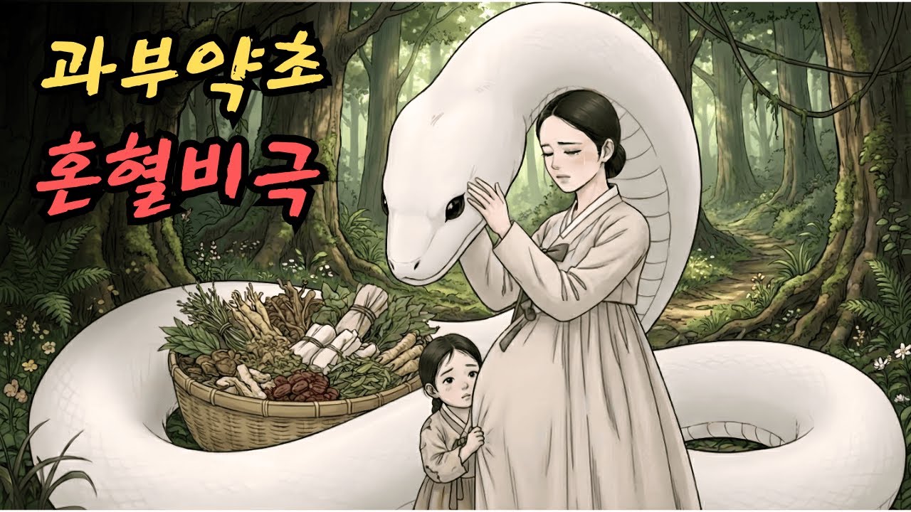 남편과 자식을 잃은 여인이 약초를 캐러 갔다가 인간과 뱀의 혼혈 아이를 임신하게 되면서 비극적인 사랑 이야기가 펼쳐진다. | 민담 | 전설 | 설화 | 옛날이야기