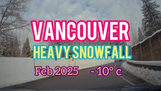Full Drive through Vancouver after heavy snowfall Feb 2025 #canada #snowfall #northvan #drive #roadtrip Update