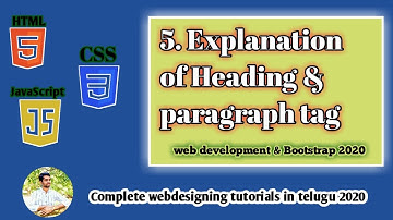 HTML Tutorial:Heading & paragraphs | Web development Tutorial #5 in telugu 2020