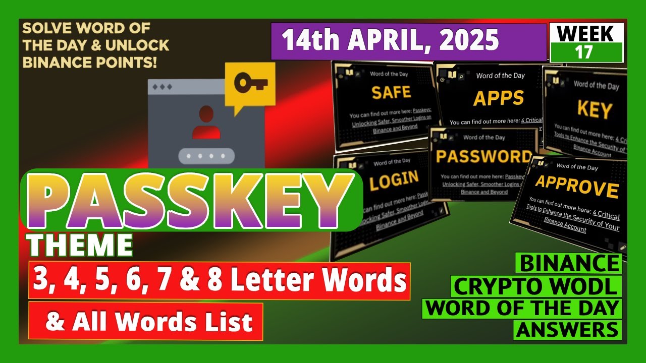 4, 6,& 7 Letter Words | Binance Word of The Day | Passkey Theme | April 14  - YouTube