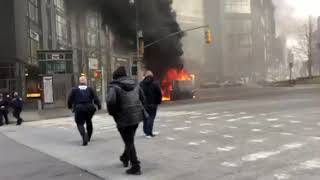 Police Truck Fire Columbus Circle NYC