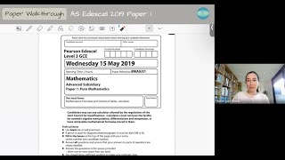 AS-Level maths Paper Walkthrough Edexcel 2019 Pure Paper 1