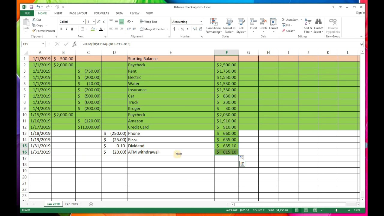 assignment 5 2 use a checking account transaction page