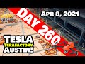 Tesla Gigafactory Austin 4K  Day 260 - 4/8/21 - Terafactory TX - BATTERY AREA STEEL GOING VERTICAL!