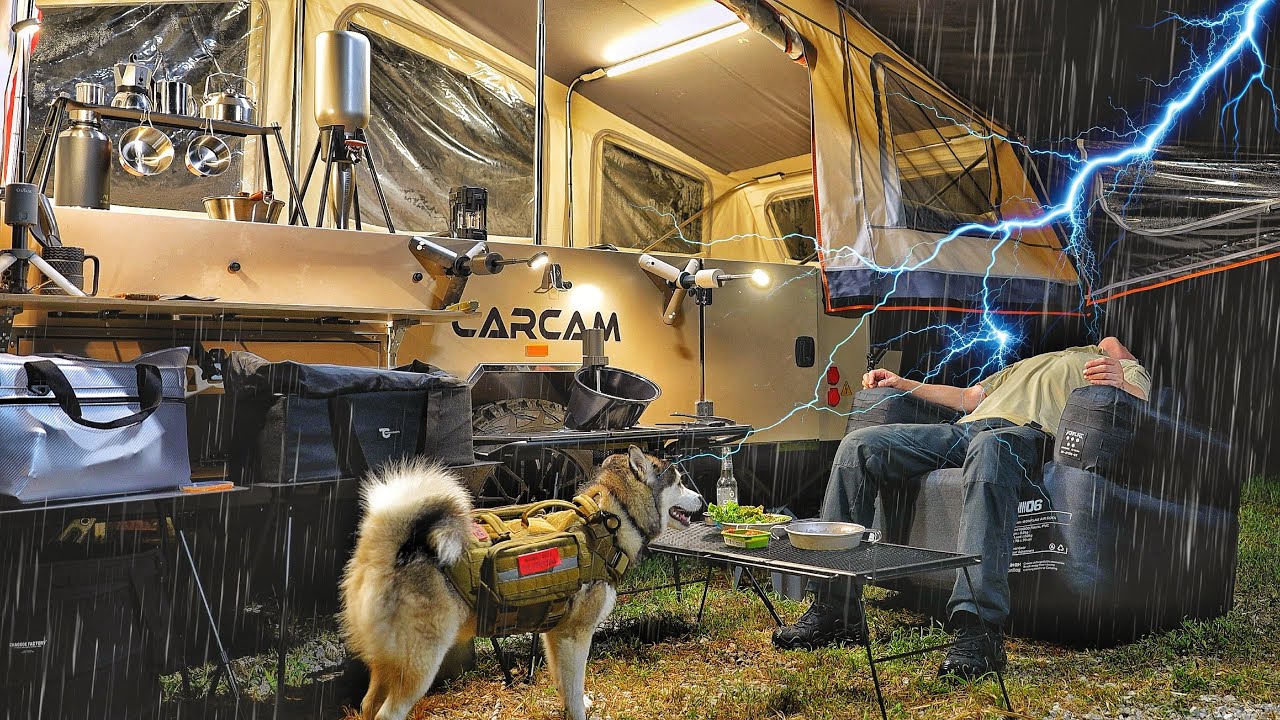 РОСКОШНЫЙ 3-КОМНАТНЫЙ ПРИЦЕП-ПАЛАТКА⚡ ДЛЯ КЕМПИНГА ПОД ДОЖДЕМ