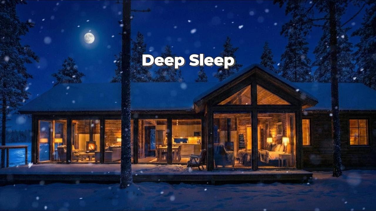 Deep Sleep Music ❄️ Winter Lake Ambience | Soft Harp & Piano for Insomnia & Stress Relief